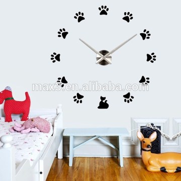 Same size dog footprint as clock number wall diy art wall clock handmade wall clock