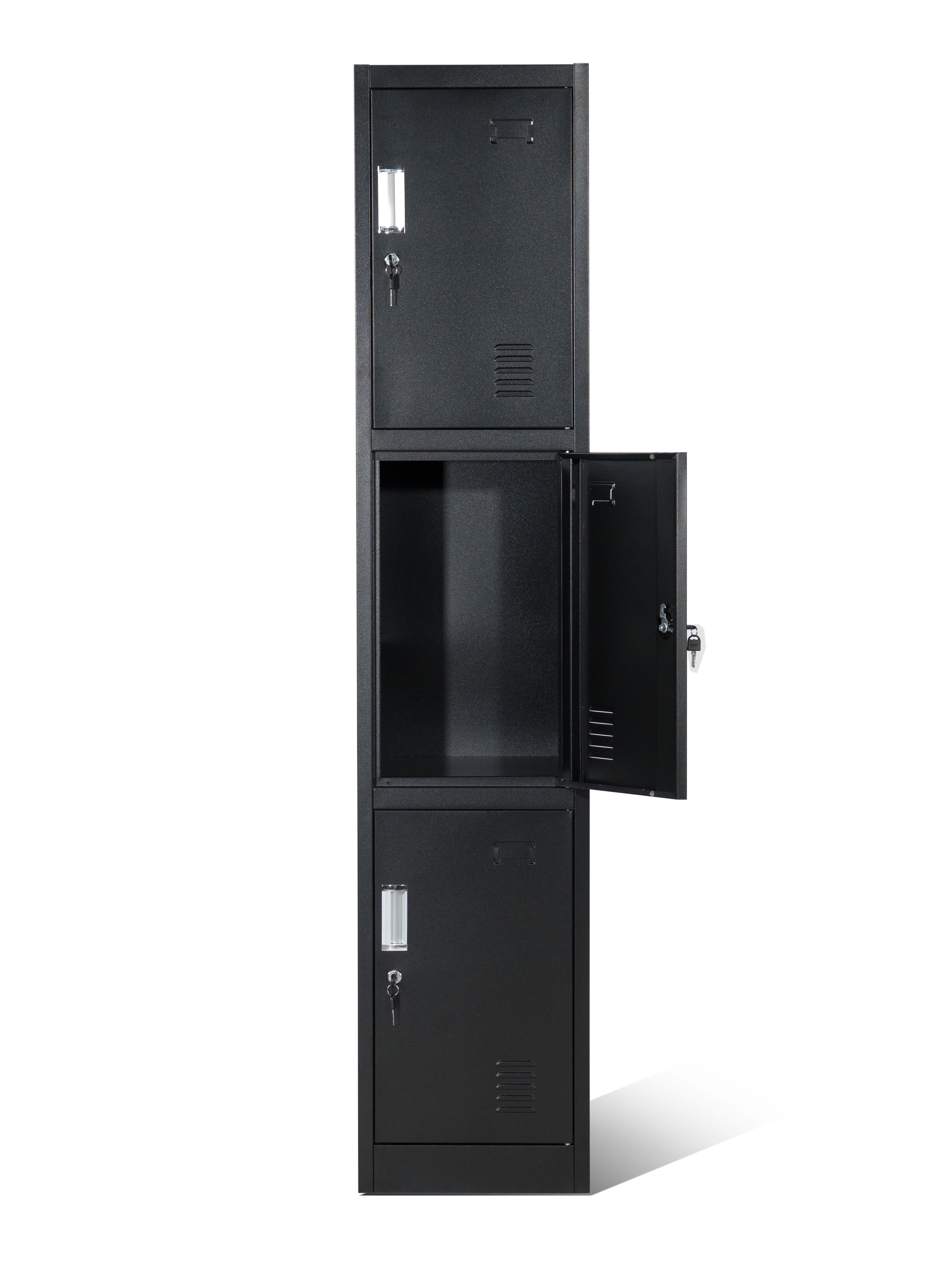 3 Tier Single Uniform Black Locker 