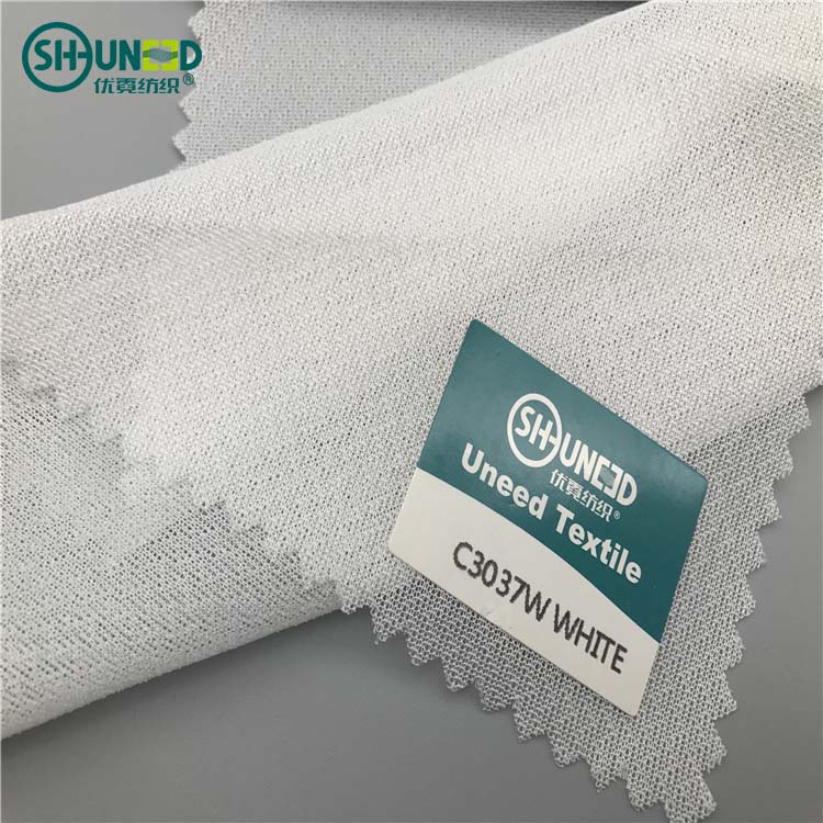 100% polyester fabric woven fusible and circular knitted interlining stretch interlining with double dot pa coating for garments