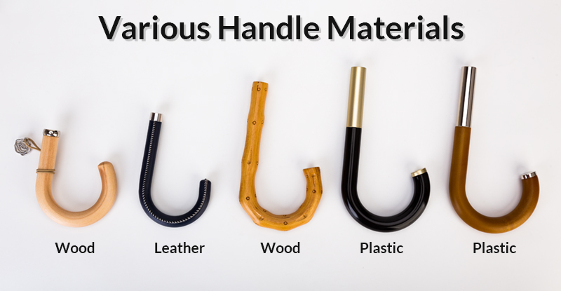 vari materiali per manici per ombrello various handle materials for umbrella