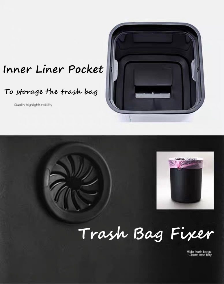Rubbish Bin with Trash Bag Fixer