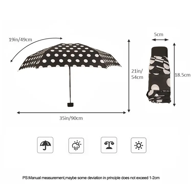 New Design Wave Point Hot Sell Convenient Super Mini Pocket Umbrella Custom Logo Printing 5 Fold Umbrella From China