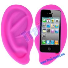 Hot Pink Ear Silicone Rubber Case for iPhone 4 iPhone 4S