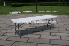 white 8ft folding in half tabel ,HDPE materail ,powder coating frame