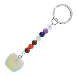 Opalite 20 мм Gemstone Apple Penden CoolChain с 7 Chakra Chain