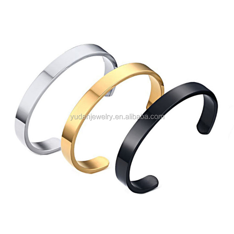 8mm Width Open Bangle Mens Steel Bangle