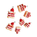 Simulation 3D Resin Strawberry Cake Charms Flatback Sweet Chocolate Food Miniature Decor Hairclips Ornament Accessories