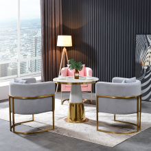 Upholstered Stainless Steel Golden Base Hotel Lobby Chair