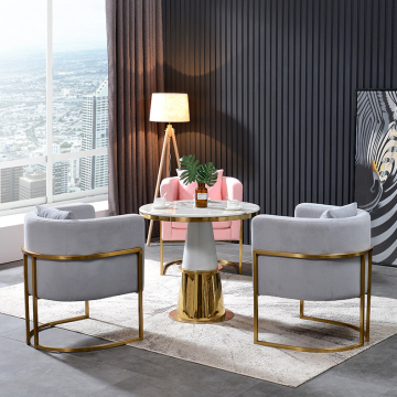 Upholstered Stainless Steel Golden Base Hotel Lobby Chair