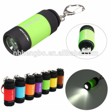 New Mini Pocket Torch USB Rechargeable light Led Keychain flashlight