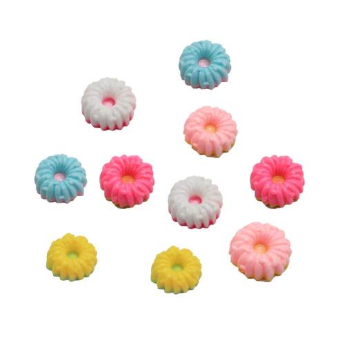 Cute 100pcs Mini Pretty Colorful Resin Donuts Beads Cookie Cheap Loose Resin Crafts Round Shape Kawaii Cabochons for DIY