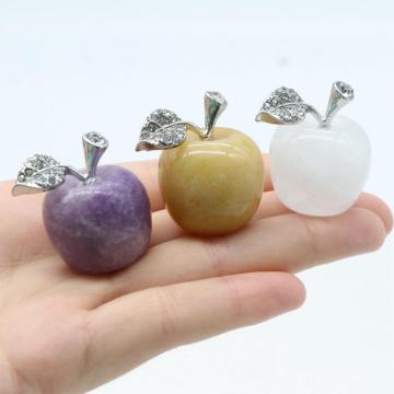 1Inch Carved Polished Gemstone Apple Crafts Statue Figurines Home Living Room Bedroom Decoration Gifts for Mom Girlfriend