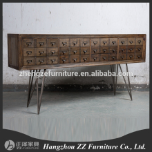 Mental legs reclaimed pine wood drawer cabinet