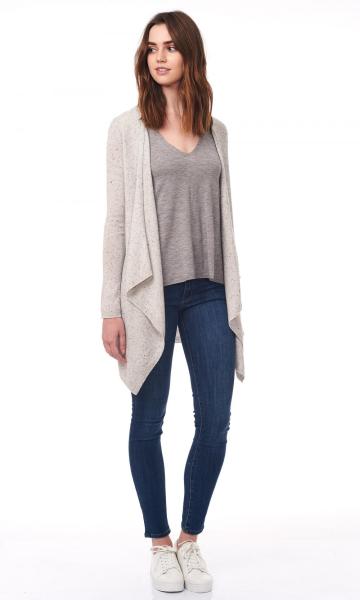 The open front drape donegal cardigan
