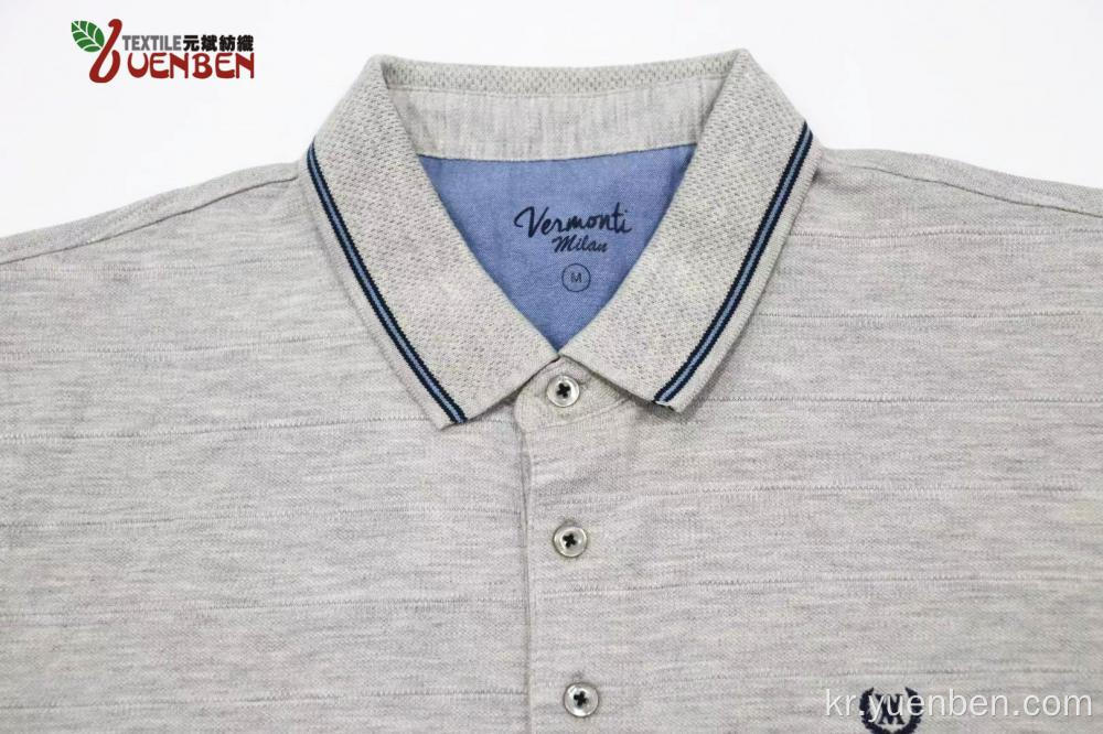 100 % Cotton Jacquard Fabric With Jacquard Collar Men Shirt