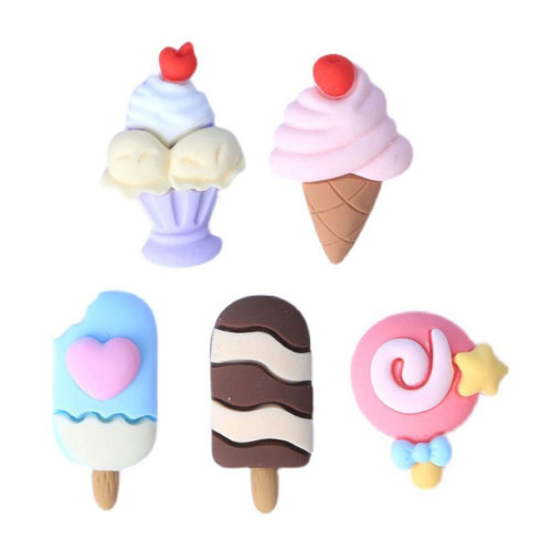 Süße Harz Eiscreme Charms Sommer Essen Eis am Stiel Lollipop Flat Back Charms für Telefonzelle Ornament