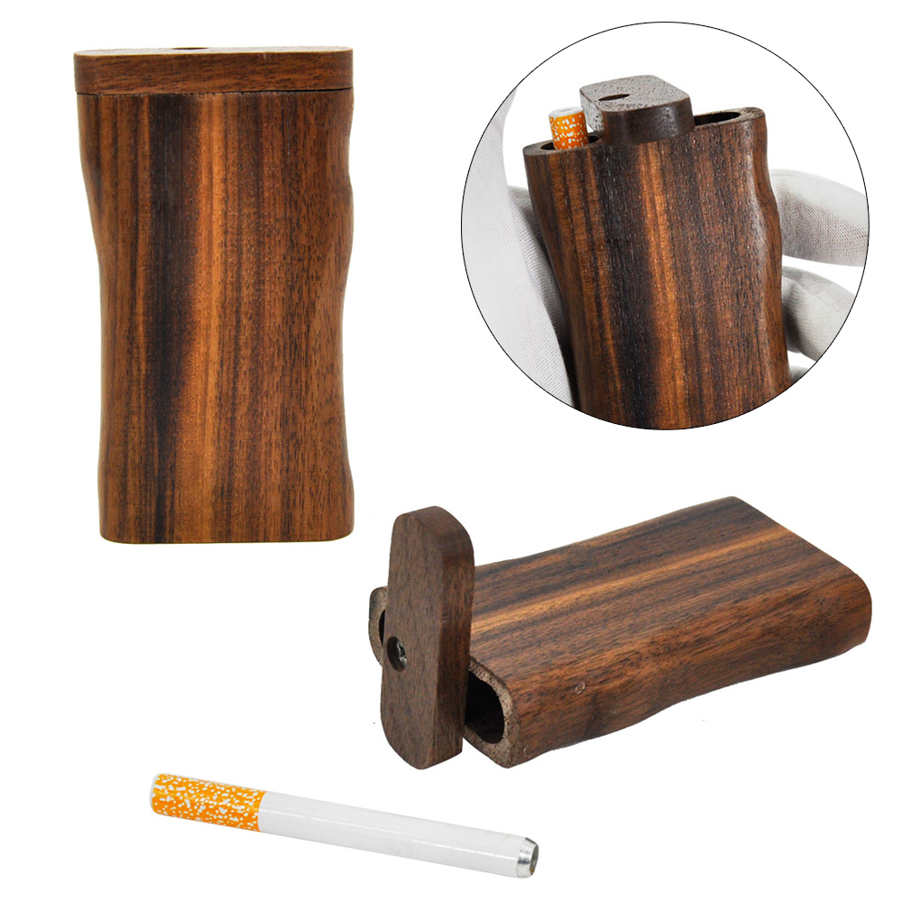 Walnut Wooden Dugout Box With One Hitter Pipe Bat Natural Wood Tobacco Storage Case Cigarette Pipe Holder Accessories