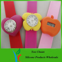 Colorful Apple / Butterfly / Heart Shape Silicone Wristband Watch For Children