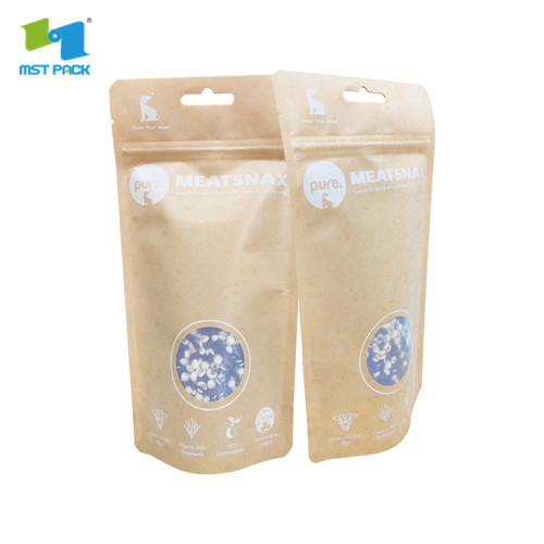 Custom kraft stand up zip pouches packaging with window wholesale