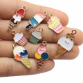 Assorted Design Alloy Ice Cream Charms DIY Enamel Popsicle Cupcake Metallic Sweet Food Pendant Earring Jewelry Accessories