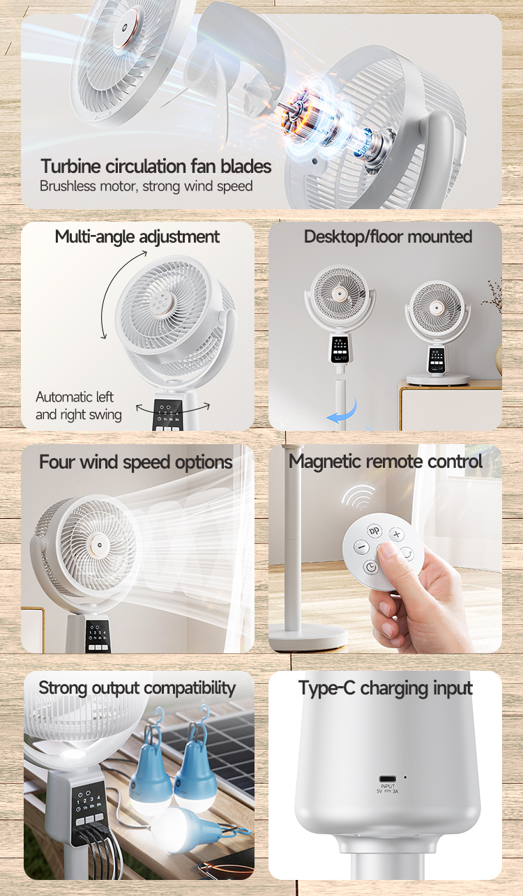 7‘’ Solar Rechargeable Standing Remote Fan with Bulbs-7641-detail-2 7‘’ Solar Rechargeable Standing Remote Fan with Bulbs-7641-detail-2