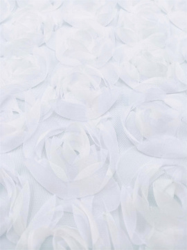 100% Polyester Elegant 3D Rose Cord Embroidery Fabric