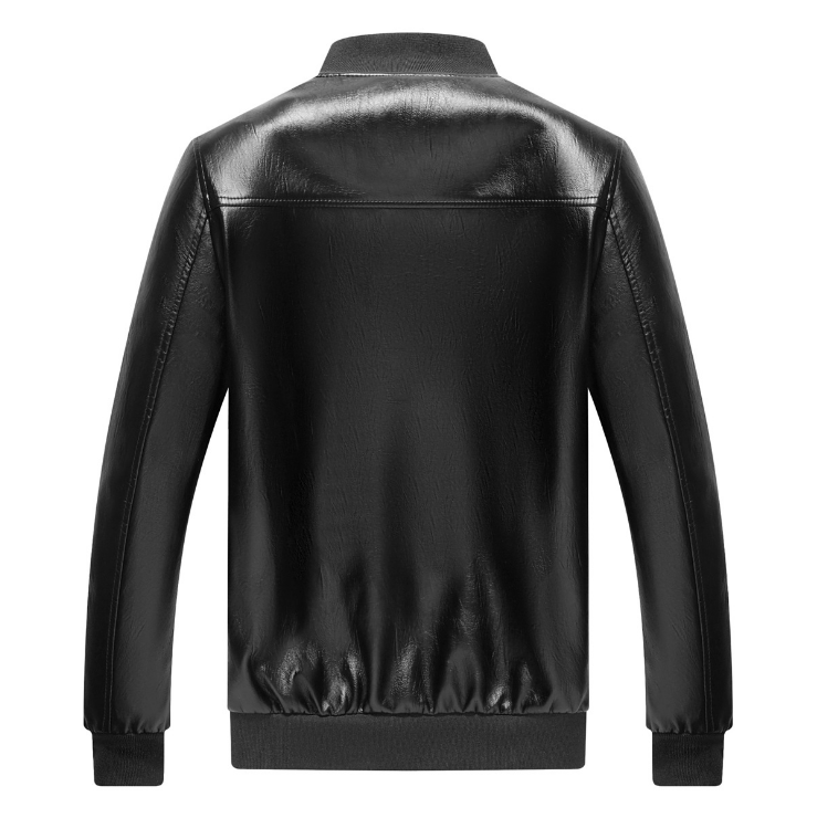 Men's Stand Collar Leather Jacket Motorcycle Lightweight Faux Leather Outwear