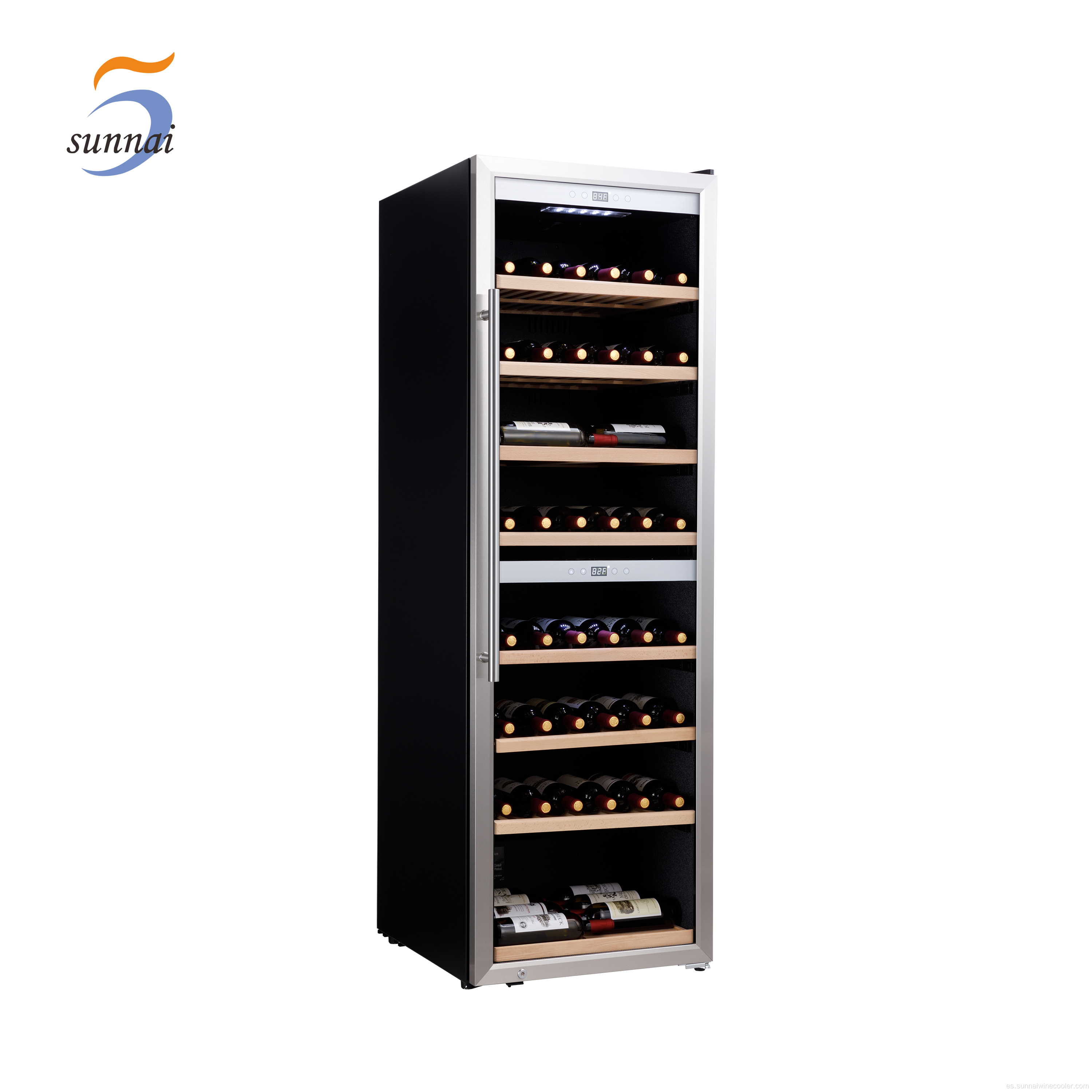 Gabinete de vidrio de acero inoxidable Enfriador de vino LED LED