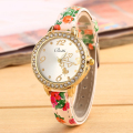 Percetakan Kulit Rhinestone Watch for Women