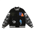 Men's Black and Green Varsity Baseball Jacket