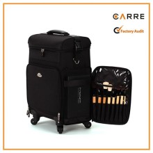 360 degree wheels professional soft sided cosmetic travel nylon rolling cosmetic case