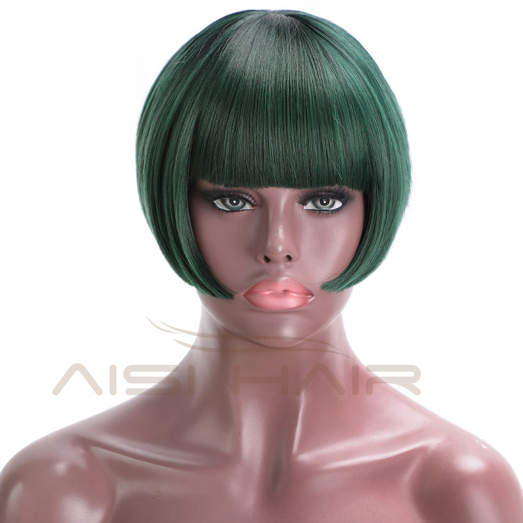 Aisi Hair Short Straight Heat Resistant Synthetic Hair Wig For Black White Women Cosplay Or Party Short Bob Wigs