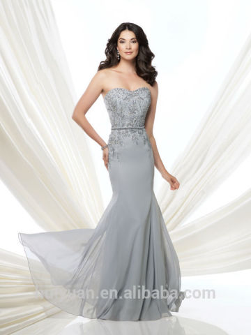 grey chiffon beaded strapless cheap evening gowns