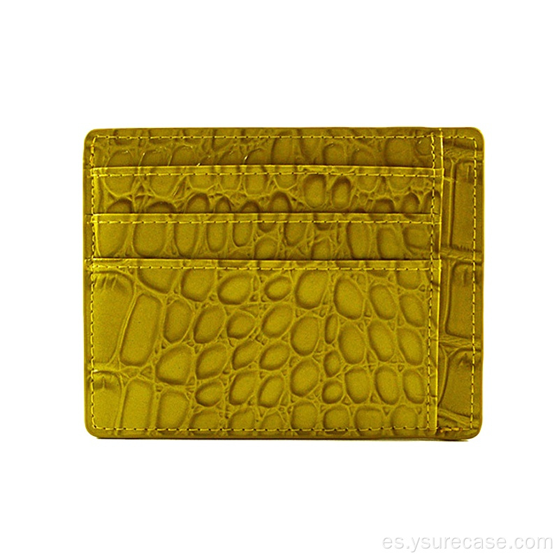 Billetera de cartera de cuero de cocodrilo amarillo