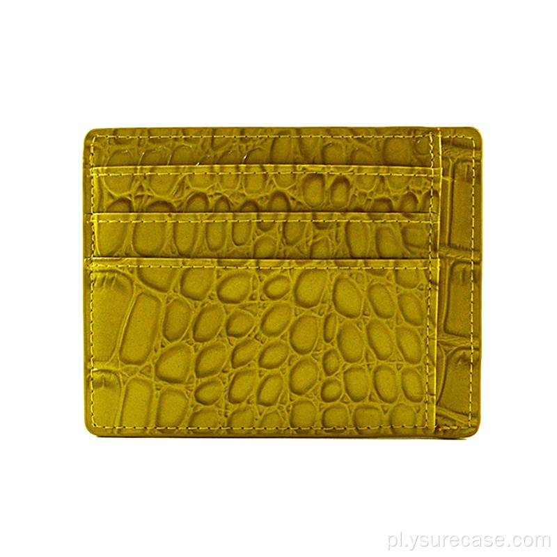 Żółty portfel skórzany krokodyl