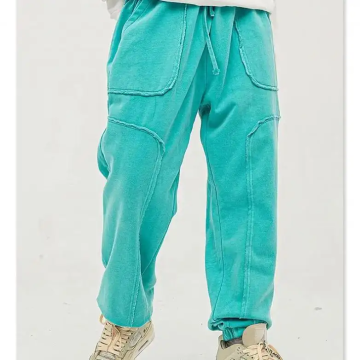 Custom Mens Blank Six Pocket Casual Distressed Cargo Men Acid Wash Sweat Pants