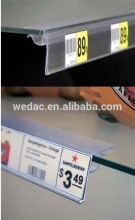 Glass shelf data strip plastic profile price information holder