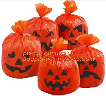 3 Assorted Orange Pumpkin Halloween Leaf Bags, Lawn leaf Bags Halloween Trick or Treat Party Outdoor Decoration, Hanging Leaf Ba