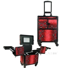 Snakeskin pattern rolling makeup train case