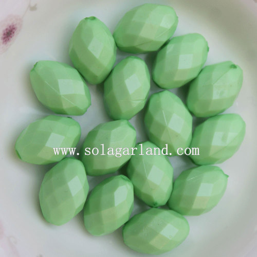 Opaque Colors Acrylic Faceted Oval Beads for Jewelry Parts