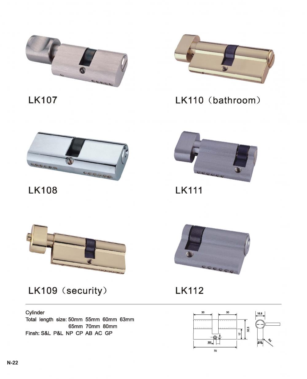 High quality door lock cylinder system