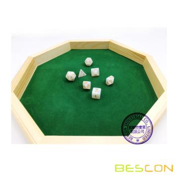 Heavy Duty 12 Inch Octagonal Wooden Dice Tray with Felt Lined Rolling Surface