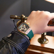 Men's Automatic Watch with Eco-friendly Materials: 42mm Carbon Tonneau-shaped Case