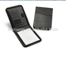 Zip Around Leather Cover Memo Pad With Card Pocket/Pen