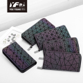Ny design rhombus personlighet mini väskor kvinnor mode pu material lysande plånbok