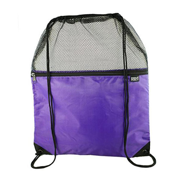 Purple Mesh Drawstring Backpack