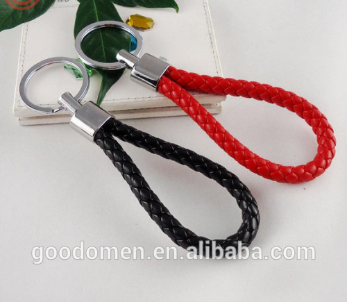PU braided rope leather custom keyring keychain