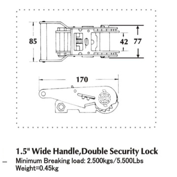 1.5 Inch Wide Handle &amp; Double Security Lock Ratchet Buckle