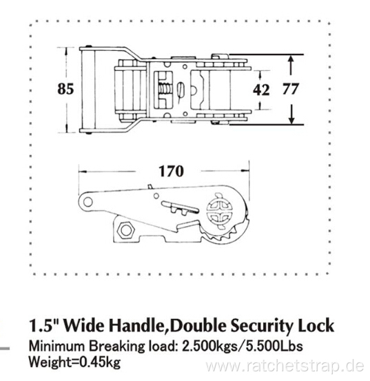 1.5 Inch Wide Handle & Double Security Lock Ratchet Buckle