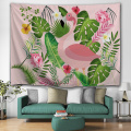 Flamingo-Tapisserie-Blumen-Pflanzen-Blatt-Wand-hängende tropische Garten-Rosa-Tapisserie für Wohnzimmer-Schlafzimmer-Hauptwohnheim-Dekor